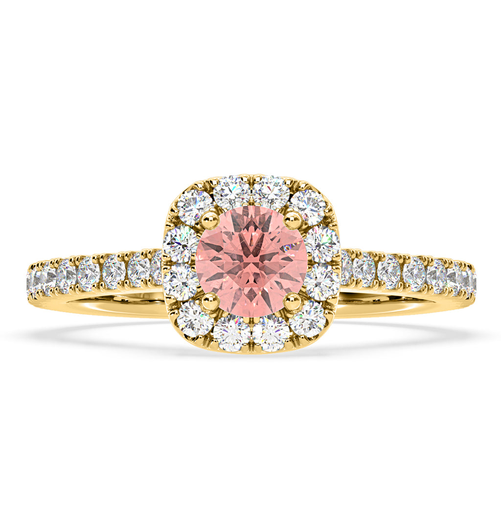 Elizabeth Pink Lab Diamond 1.00ct Halo Ring in 18K Yellow Gold - Elara Collection