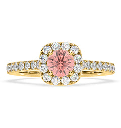 Elizabeth Pink Lab Diamond 1.00ct Halo Ring in 18K Yellow Gold - Elara Collection