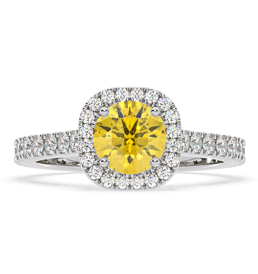Elizabeth Yellow Lab Diamond 1.70ct Halo Ring in Platinum - Elara Collection