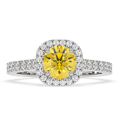 Elizabeth Yellow Lab Diamond 1.70ct Halo Ring in Platinum - Elara Collection