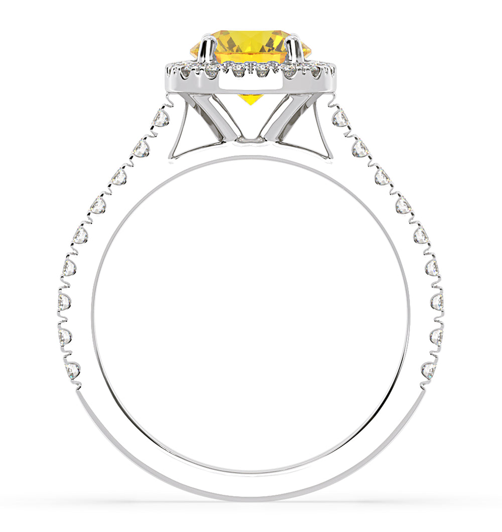 Elizabeth Yellow Lab Diamond 1.70ct Halo Ring in Platinum - Elara Collection