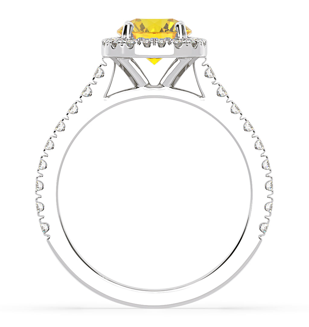 Elizabeth Yellow Lab Diamond 1.70ct Halo Ring in Platinum - Elara Collection
