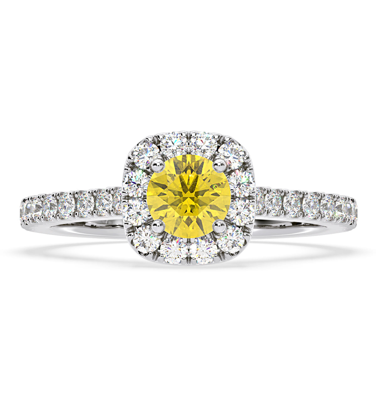 Elizabeth Yellow Lab Diamond 1.00ct Halo Ring in Platinum - Elara Collection