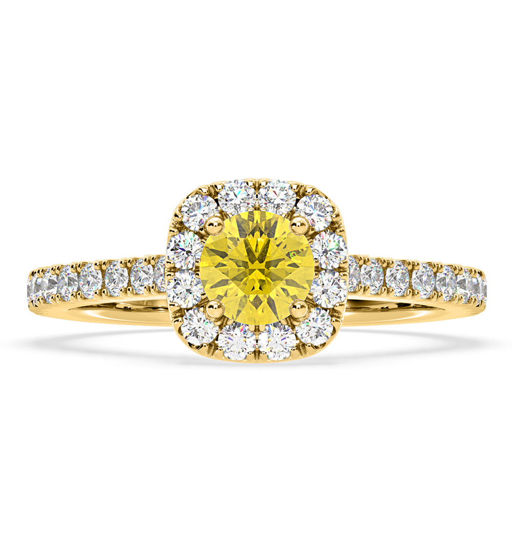 Elizabeth Yellow Lab Diamond 1.00ct Halo Ring in 18K Yellow Gold - Elara Collection
