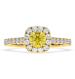 Elizabeth Yellow Lab Diamond 1.00ct Halo Ring in 18K Yellow Gold - Elara Collection