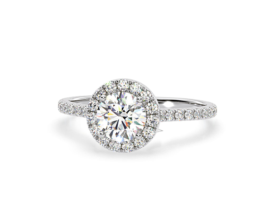2.80ct Reina Lab Diamond Halo Engagement Ring in 18K White Gold F/VS1