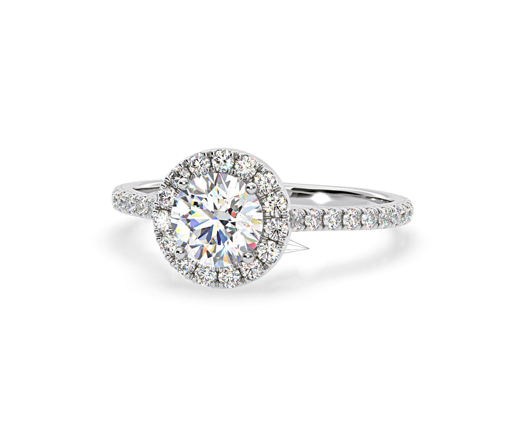 2.80ct Reina Lab Diamond Halo Engagement Ring in 18K White Gold F/VS1