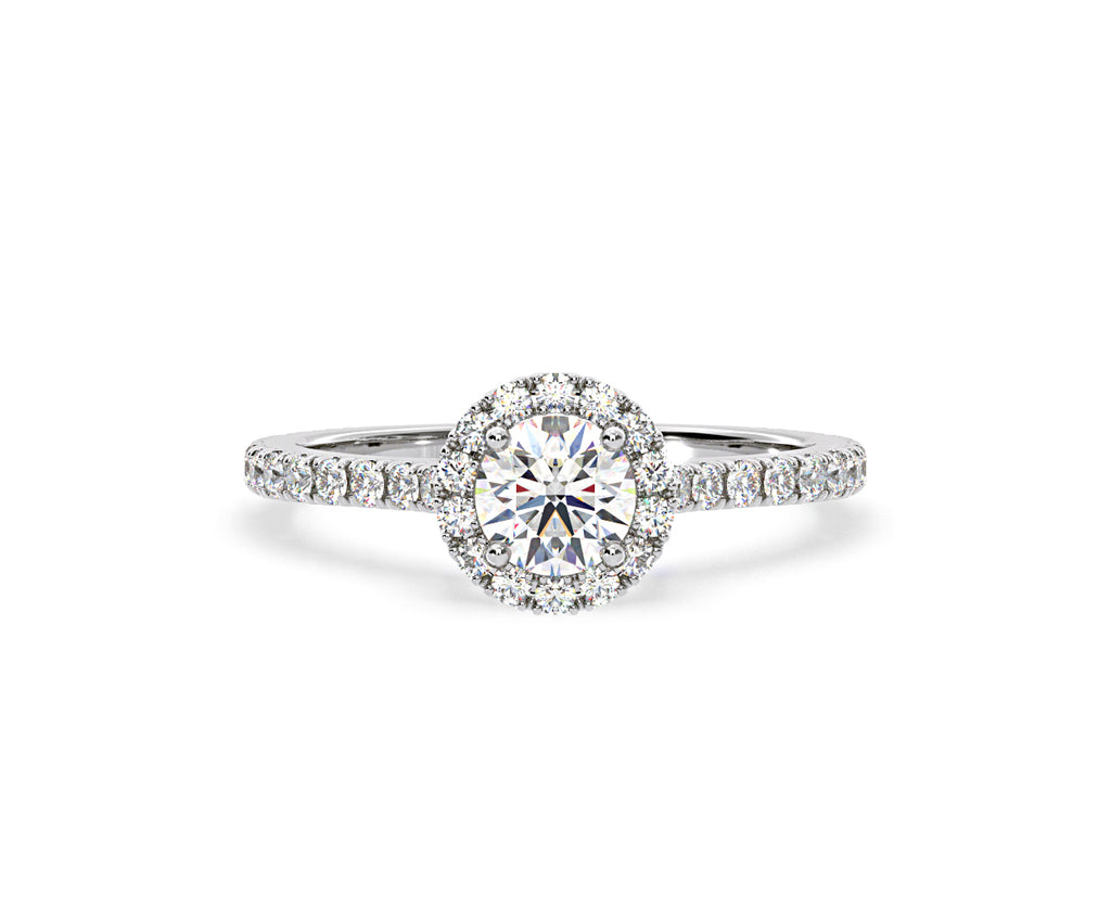 Reina GIA Diamond Halo Engagement Ring in Platinum 1.40ct G/VS1