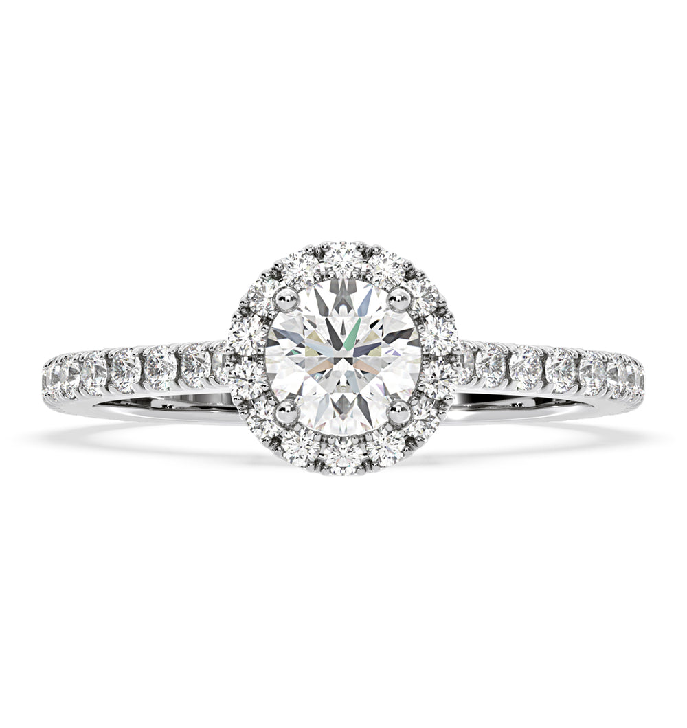 Reina GIA Diamond Halo Engagement Ring in Platinum 1.40ct G/VS1
