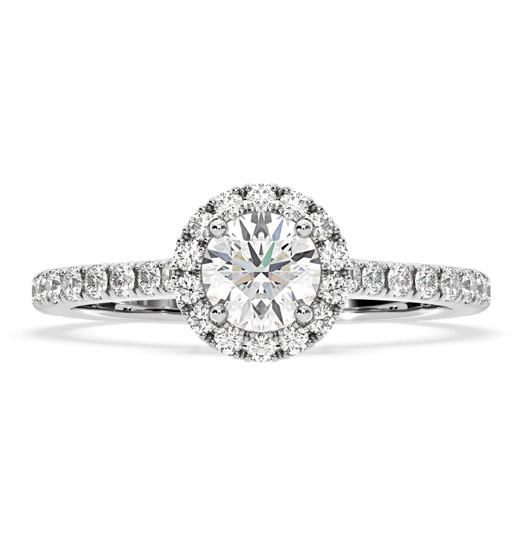 Reina GIA Diamond Halo Engagement Ring in Platinum 1.40ct G/VS1