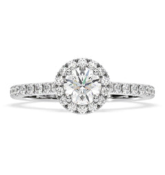 Reina GIA Diamond Halo Engagement Ring in Platinum 1.40ct G/VS1