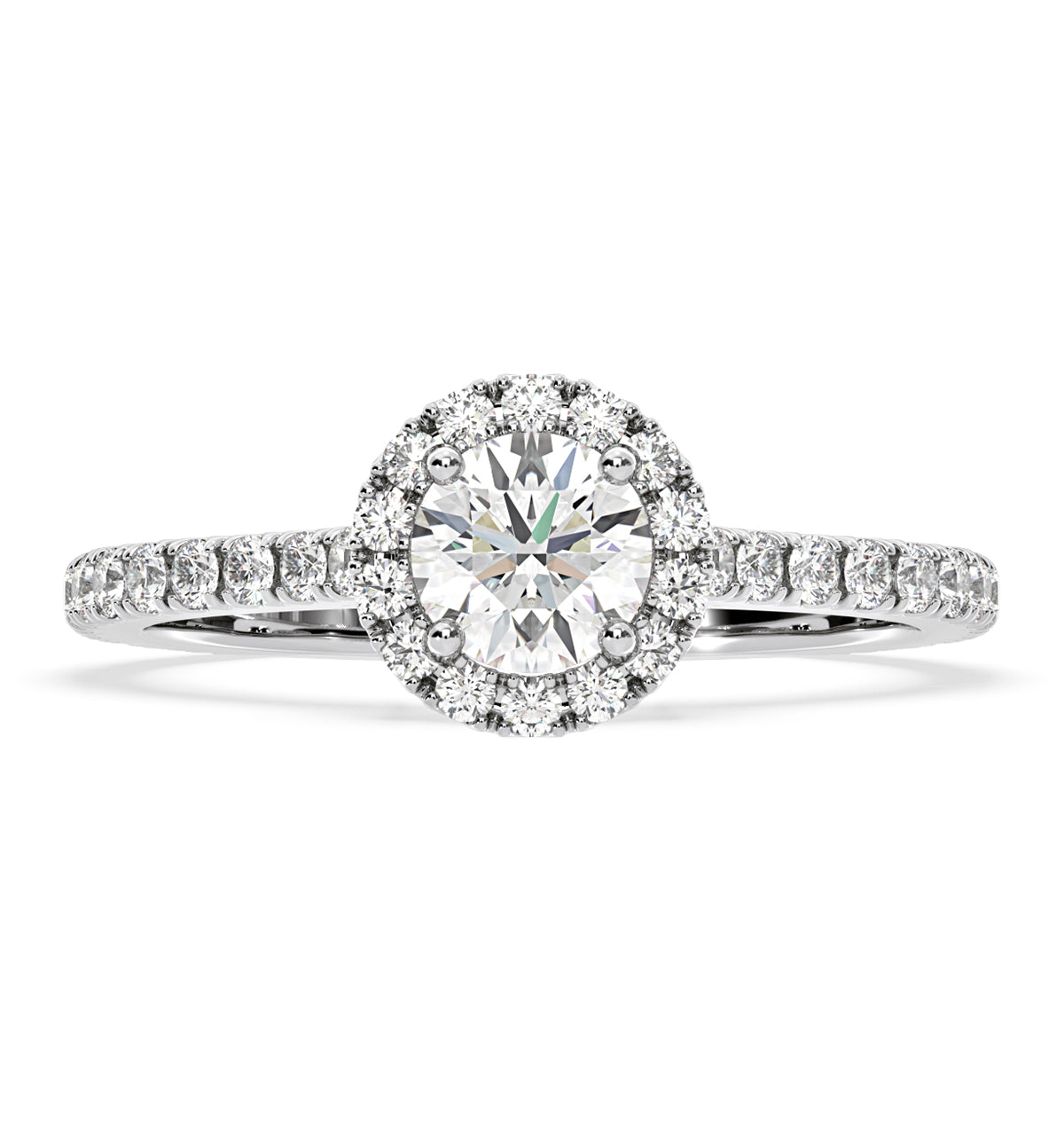 Reina GIA Diamond Halo Engagement Ring in Platinum 1.40ct G/VS1