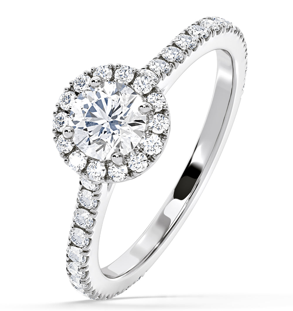 Reina GIA Diamond Halo Engagement Ring in Platinum 1.40ct G/VS1