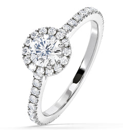 Reina GIA Diamond Halo Engagement Ring in Platinum 1.40ct G/VS1