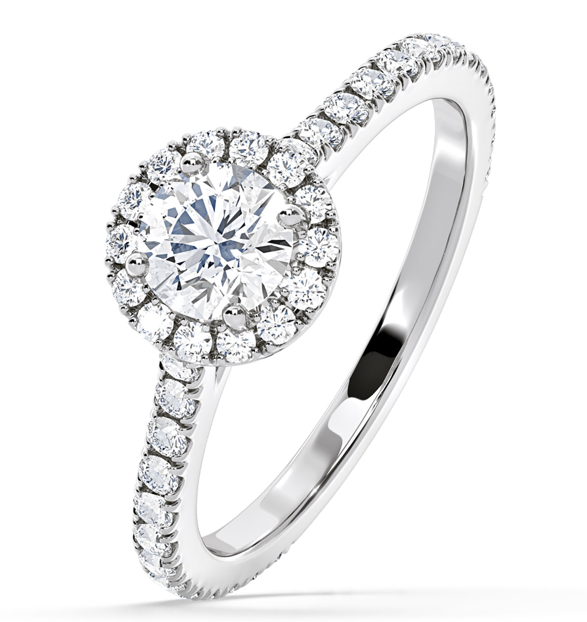 Reina GIA Diamond Halo Engagement Ring in Platinum 1.40ct G/VS1