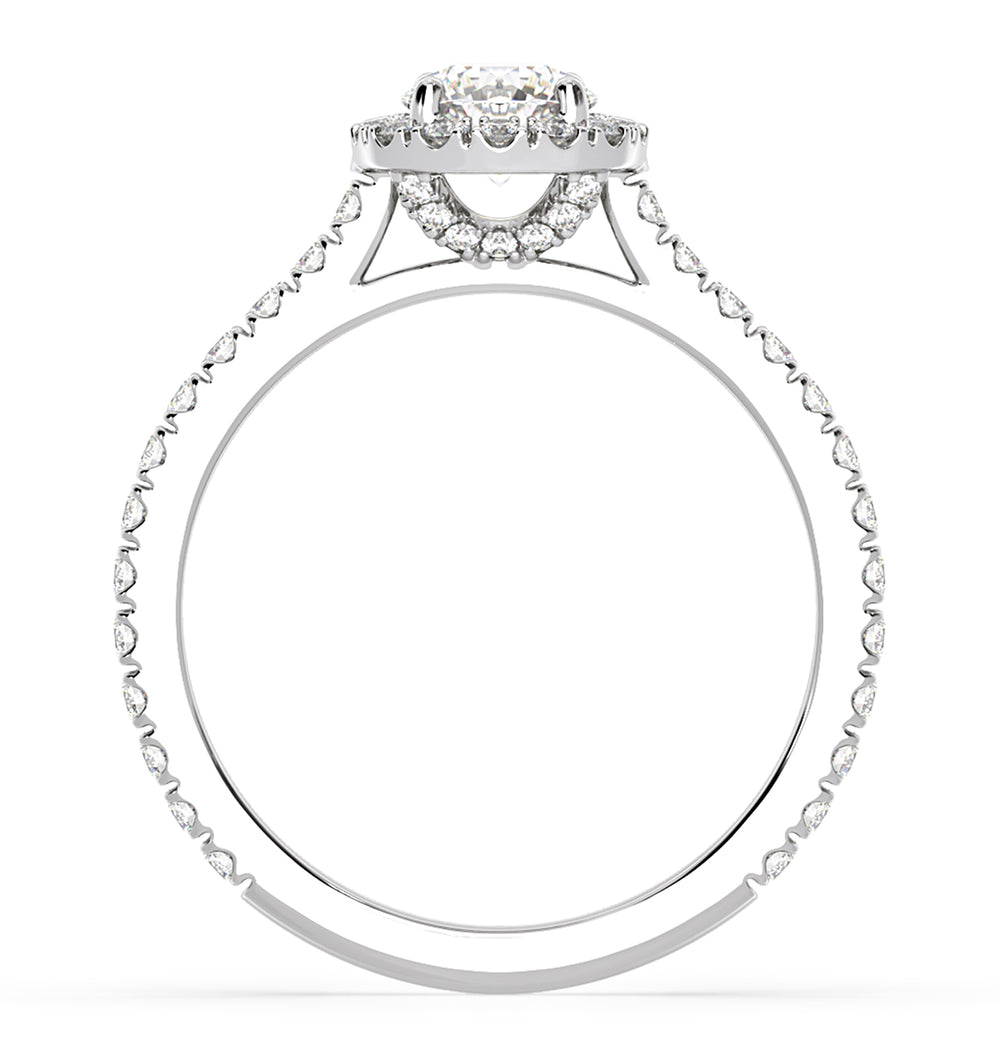 Reina GIA Diamond Halo Engagement Ring in Platinum 1.40ct G/VS1