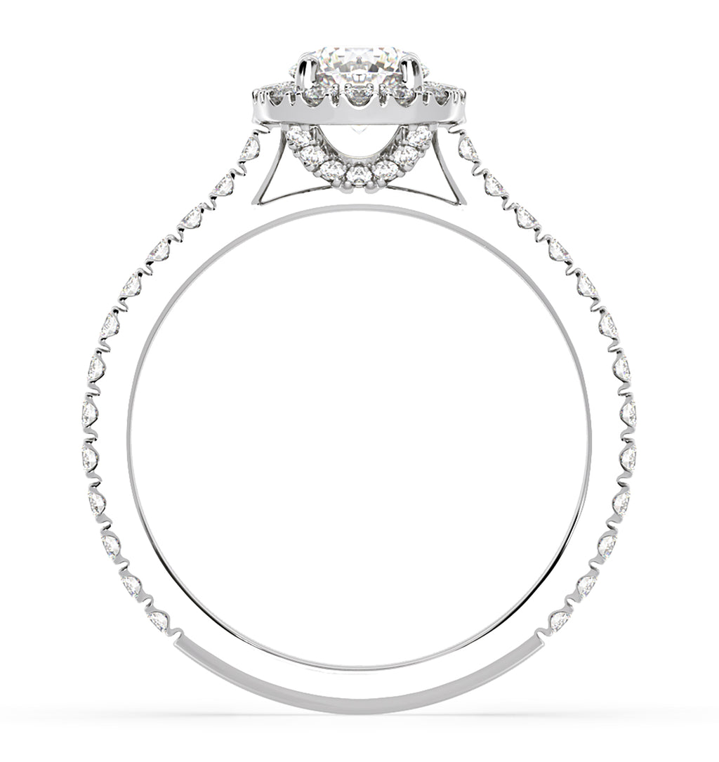 Reina GIA Diamond Halo Engagement Ring in Platinum 1.40ct G/VS1
