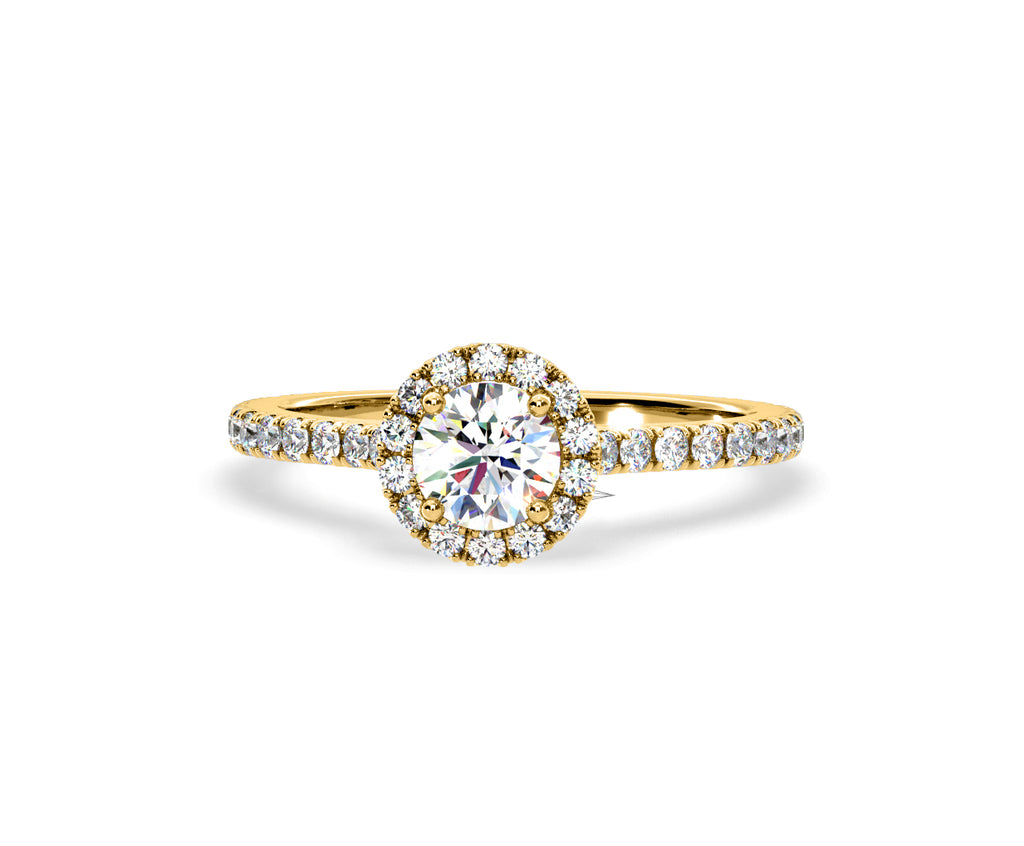 2.30ct Reina Lab Diamond Halo Engagement Ring in 18K Gold F/VS1