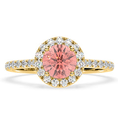 Reina Pink Lab Diamond 1.80ct Halo Ring in 18K Yellow Gold - Elara Collection