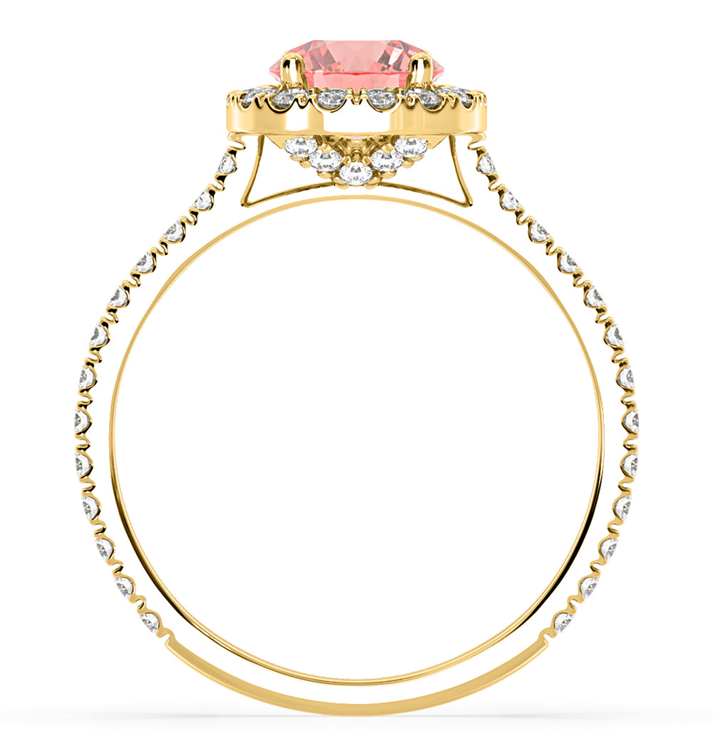 Reina Pink Lab Diamond 1.80ct Halo Ring in 18K Yellow Gold - Elara Collection