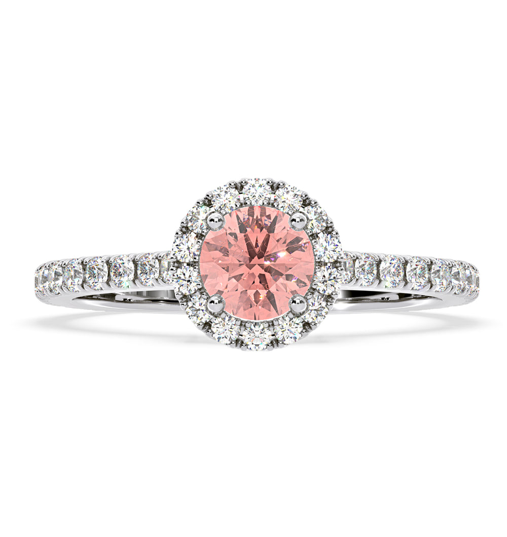 Reina Pink Lab Diamond 1.10ct Halo Ring in Platinum - Elara Collection