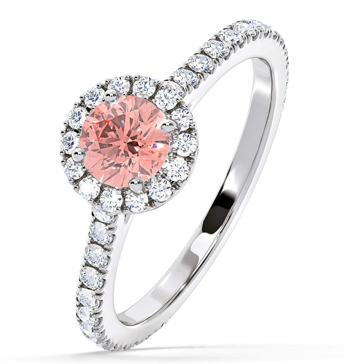 Reina Pink Lab Diamond 1.10ct Halo Ring in Platinum - Elara Collection