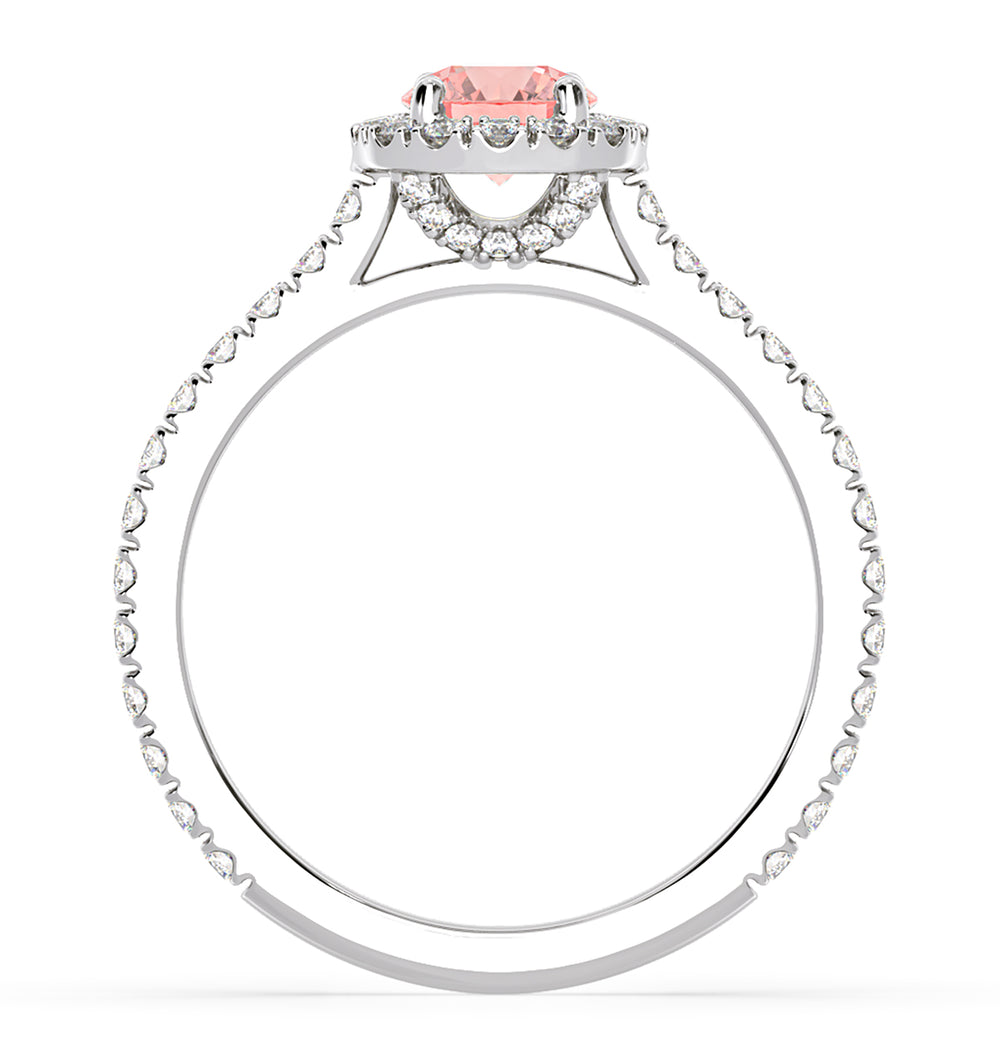 Reina Pink Lab Diamond 1.10ct Halo Ring in Platinum - Elara Collection