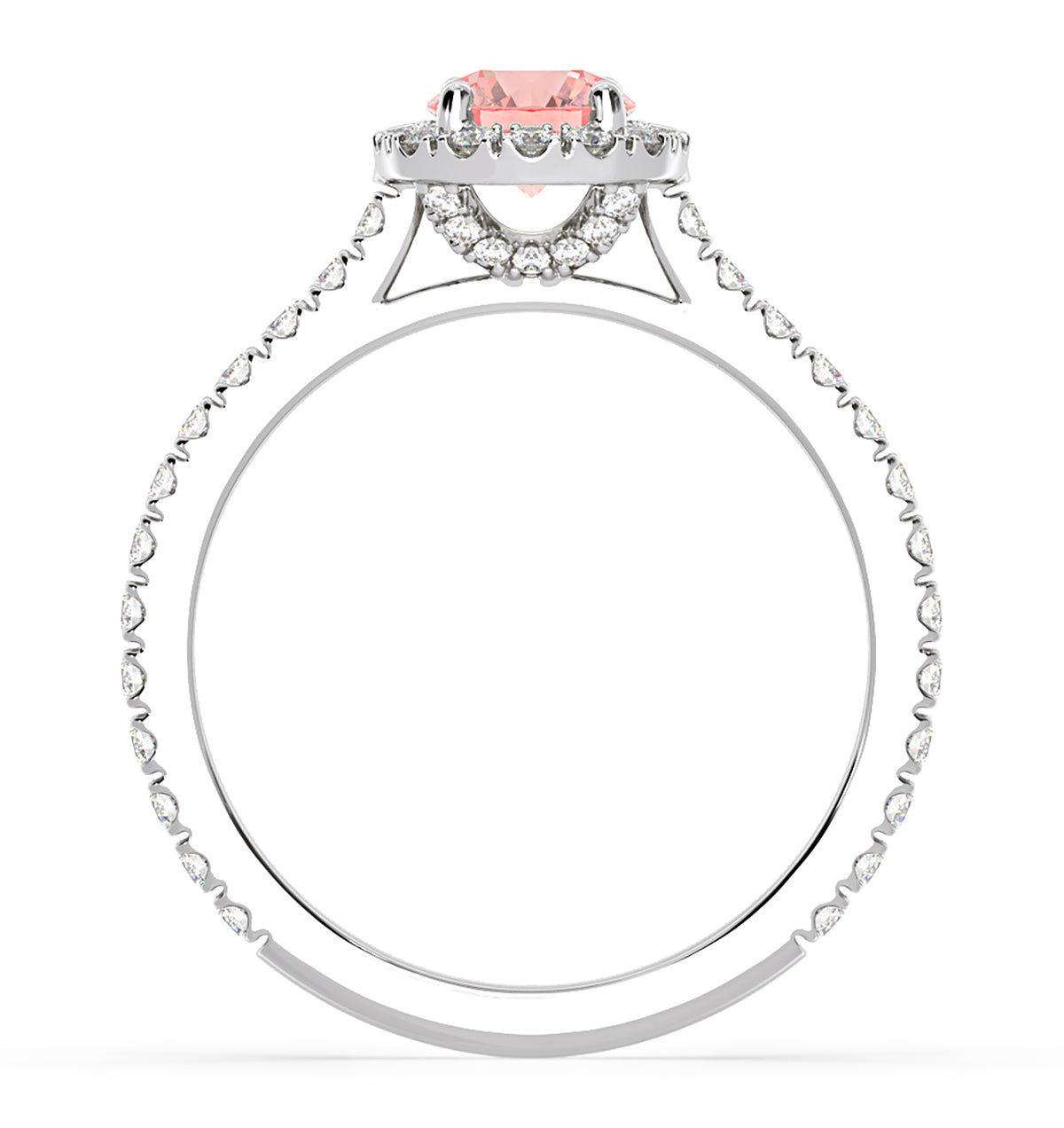 Reina Pink Lab Diamond 1.10ct Halo Ring in Platinum - Elara Collection