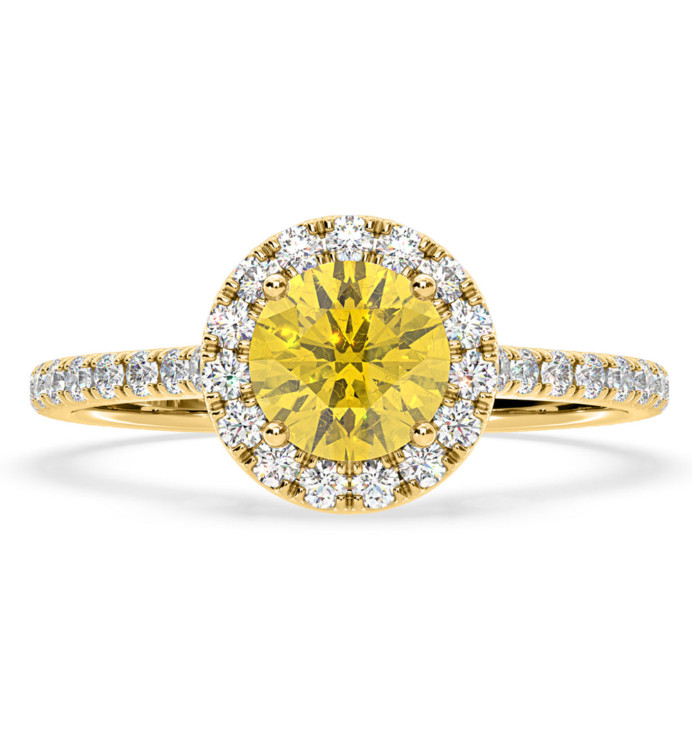 Reina Yellow Lab Diamond 1.80ct Halo Ring in 18K Yellow Gold - Elara Collection