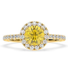 Reina Yellow Lab Diamond 1.80ct Halo Ring in 18K Yellow Gold - Elara Collection