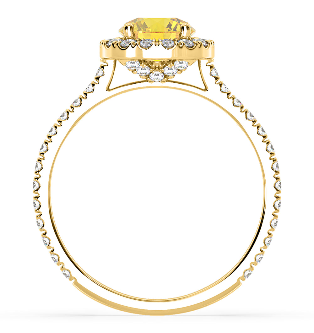 Reina Yellow Lab Diamond 1.80ct Halo Ring in 18K Yellow Gold - Elara Collection