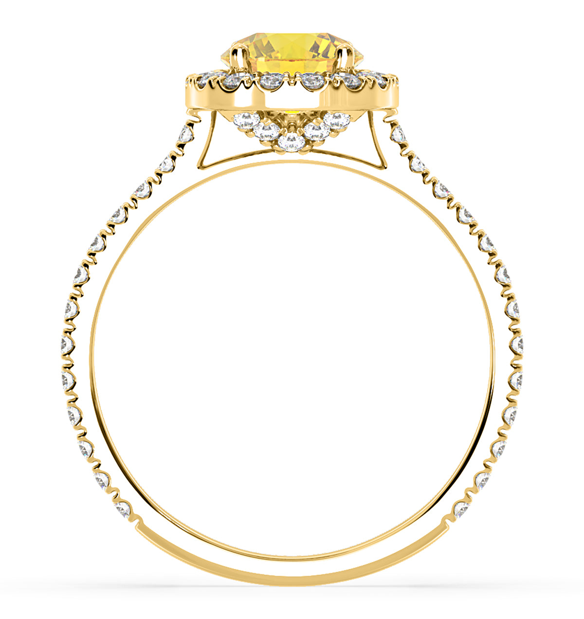 Reina Yellow Lab Diamond 1.80ct Halo Ring in 18K Yellow Gold - Elara Collection