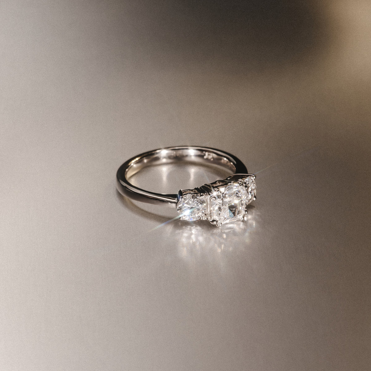 3 Stone Meghan Lab Diamond Engagement Ring 1CT F/VS1 in Platinum