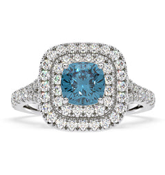 Anastasia Blue Lab Diamond 1.65ct Halo Ring in 18K White Gold - Elara Collection