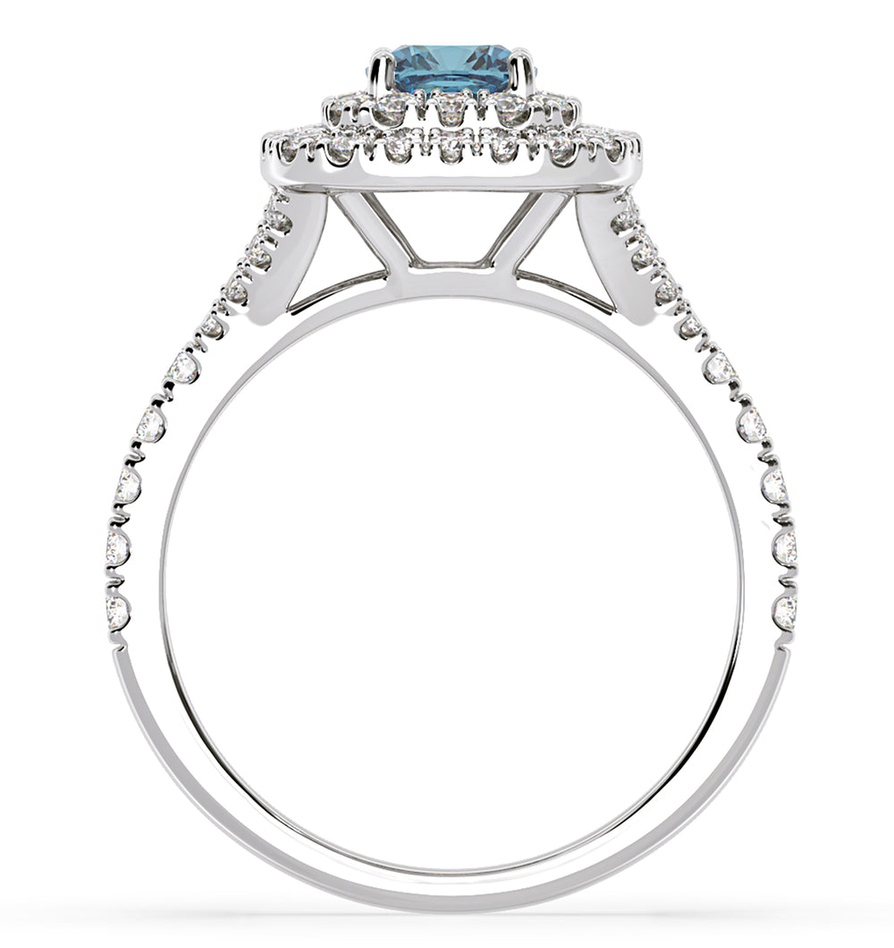 Anastasia Blue Lab Diamond 1.30ct Halo Ring in 18K White Gold - Elara Collection