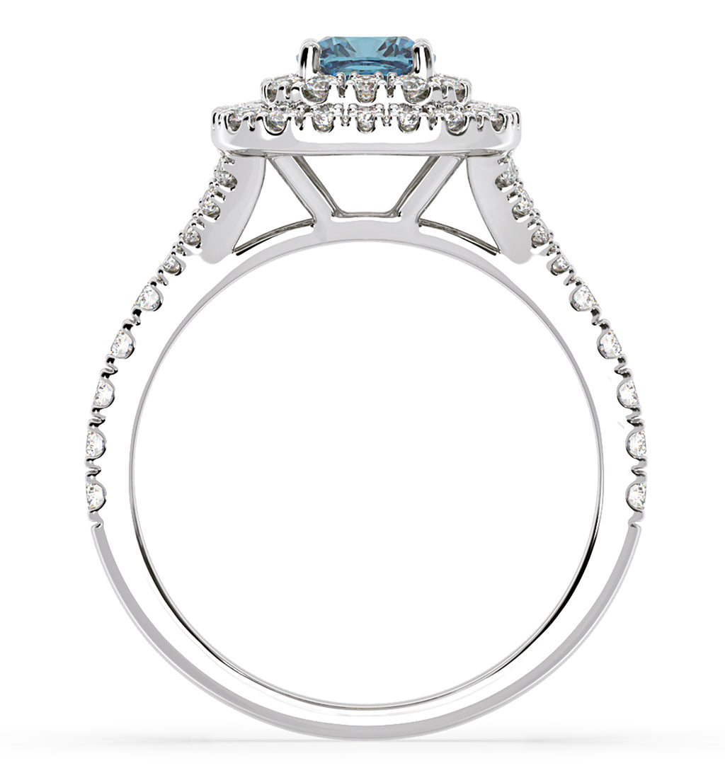 Anastasia Blue Lab Diamond 1.30ct Halo Ring in 18K White Gold - Elara Collection