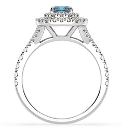 Anastasia Blue Lab Diamond 1.30ct Halo Ring in 18K White Gold - Elara Collection