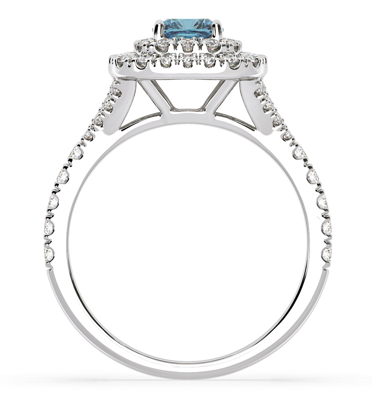 Anastasia Blue Lab Diamond 1.30ct Halo Ring in 18K White Gold - Elara Collection