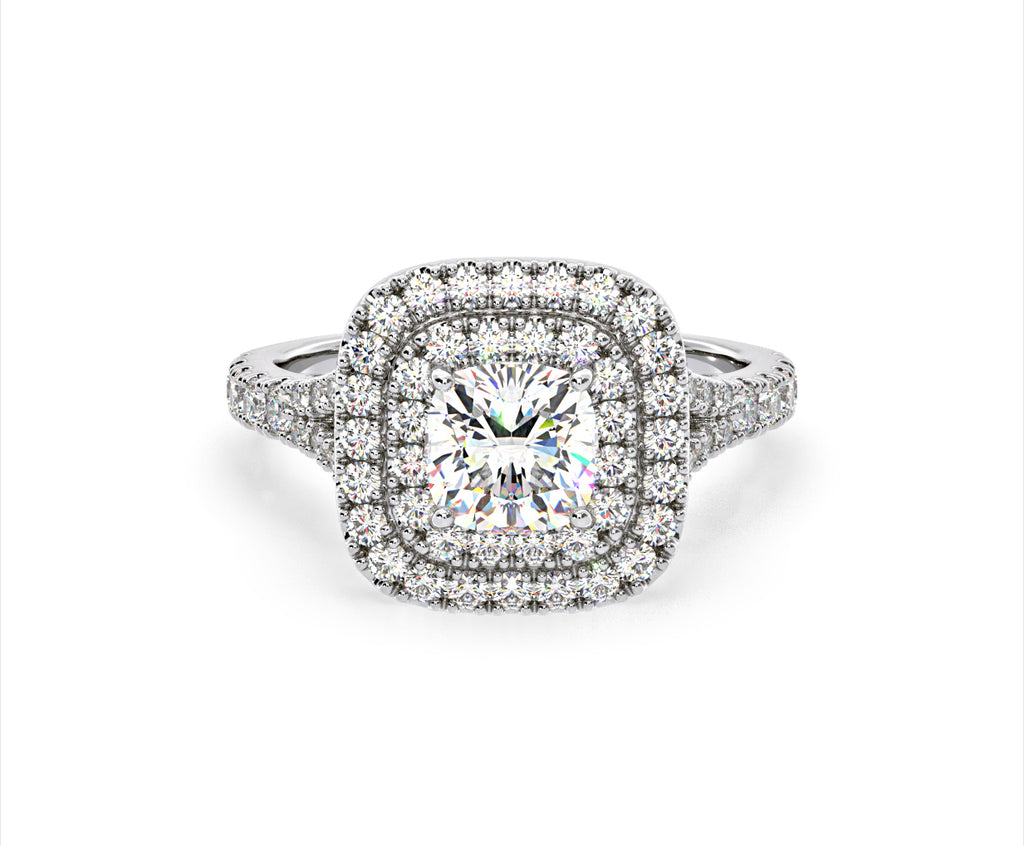 Anastasia GIA Diamond Halo Engagement Ring in Platinum 1.85ct G/VS2