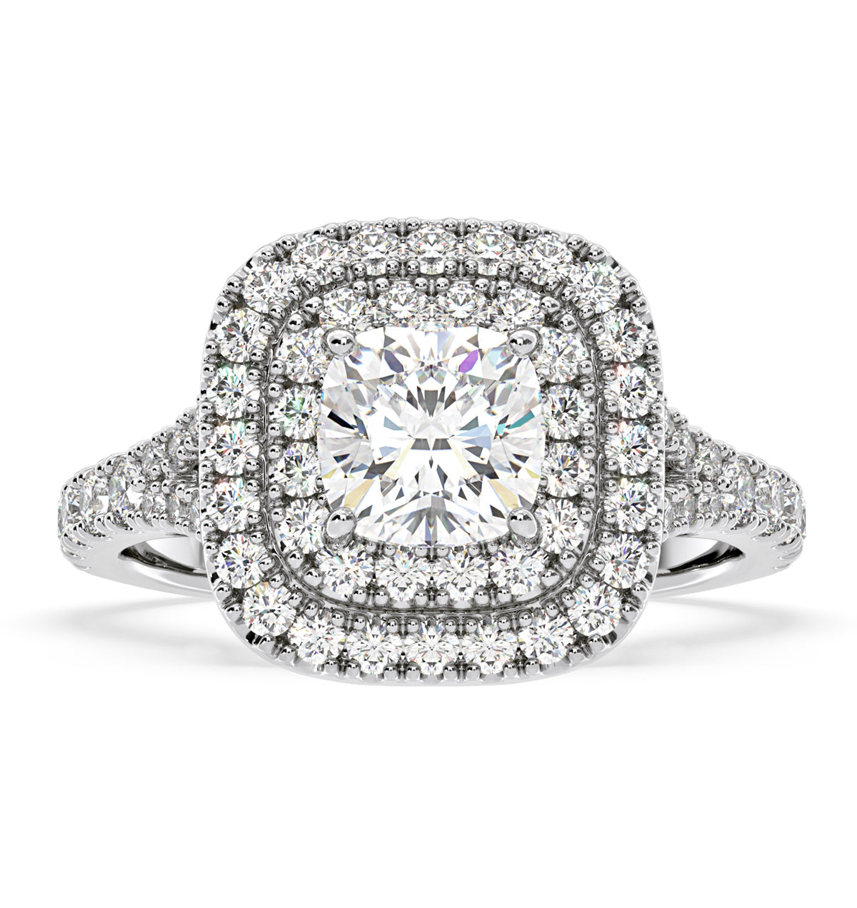 Anastasia GIA Diamond Halo Engagement Ring in Platinum 1.70ct G/VS1
