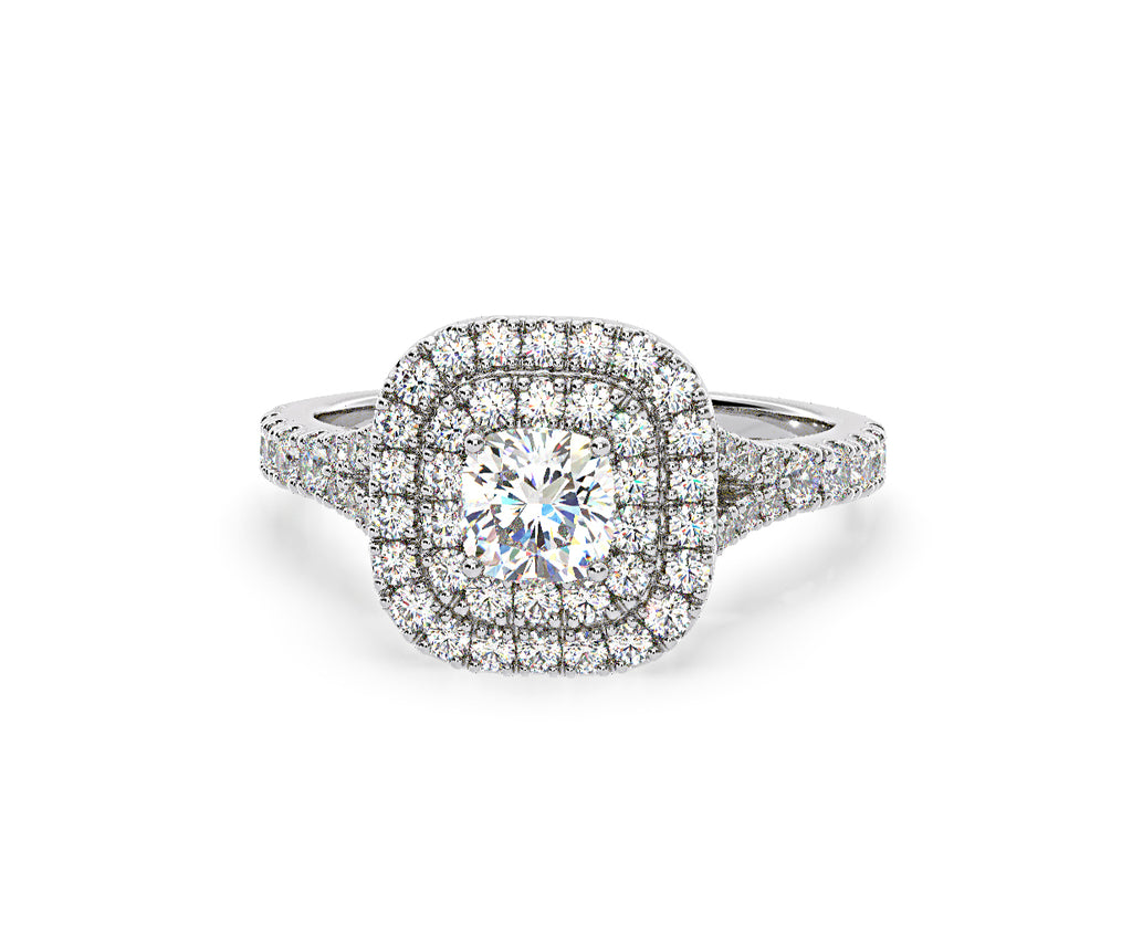 Anastasia Diamond Halo Engagement Ring in Platinum 1.30ct G/VS1