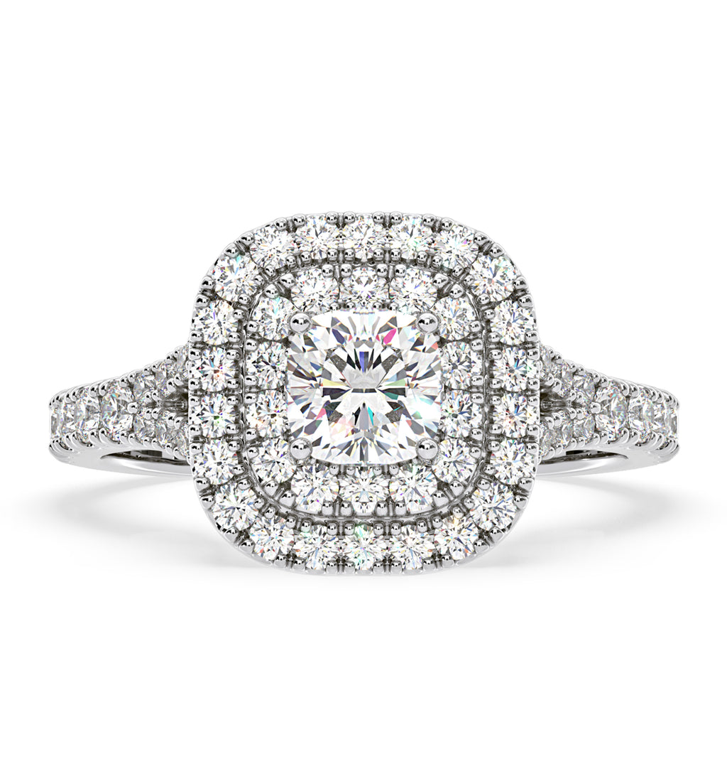 Anastasia Diamond Halo Engagement Ring 18K White Gold 1.30ct G/VS1