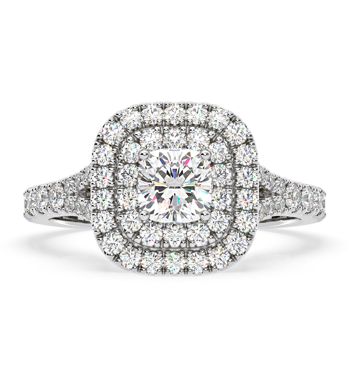 Anastasia Diamond Halo Engagement Ring 18K White Gold 1.30ct G/VS1