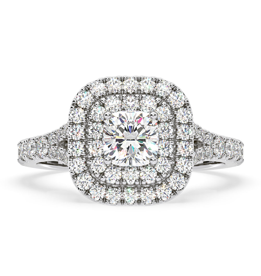 Anastasia GIA Diamond Halo Engagement Ring 18K White Gold 1.45ct G/SI1