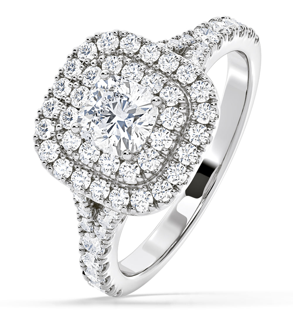 Anastasia Diamond Halo Engagement Ring 18K White Gold 1.30ct G/VS1