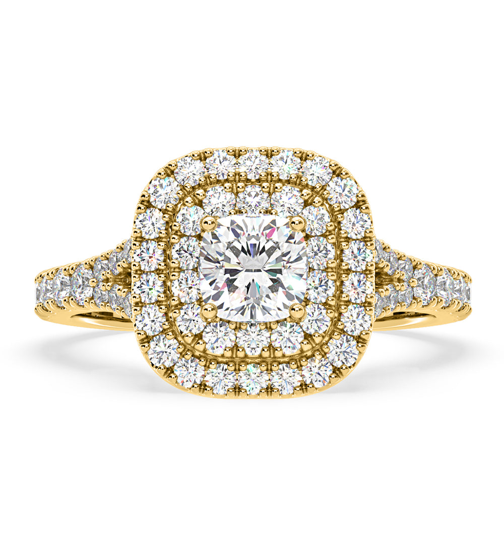 Anastasia Diamond Halo Engagement Ring in 18K Gold 1.30ct G/SI1