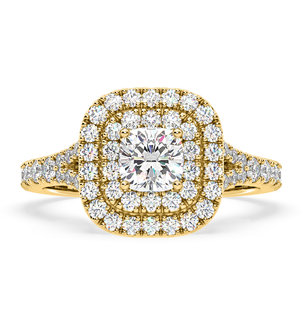 Anastasia Diamond Halo Engagement Ring in 18K Gold 1.30ct G/SI1