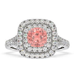 Anastasia Pink Lab Diamond 1.65ct Halo Ring in 18K White Gold - Elara Collection