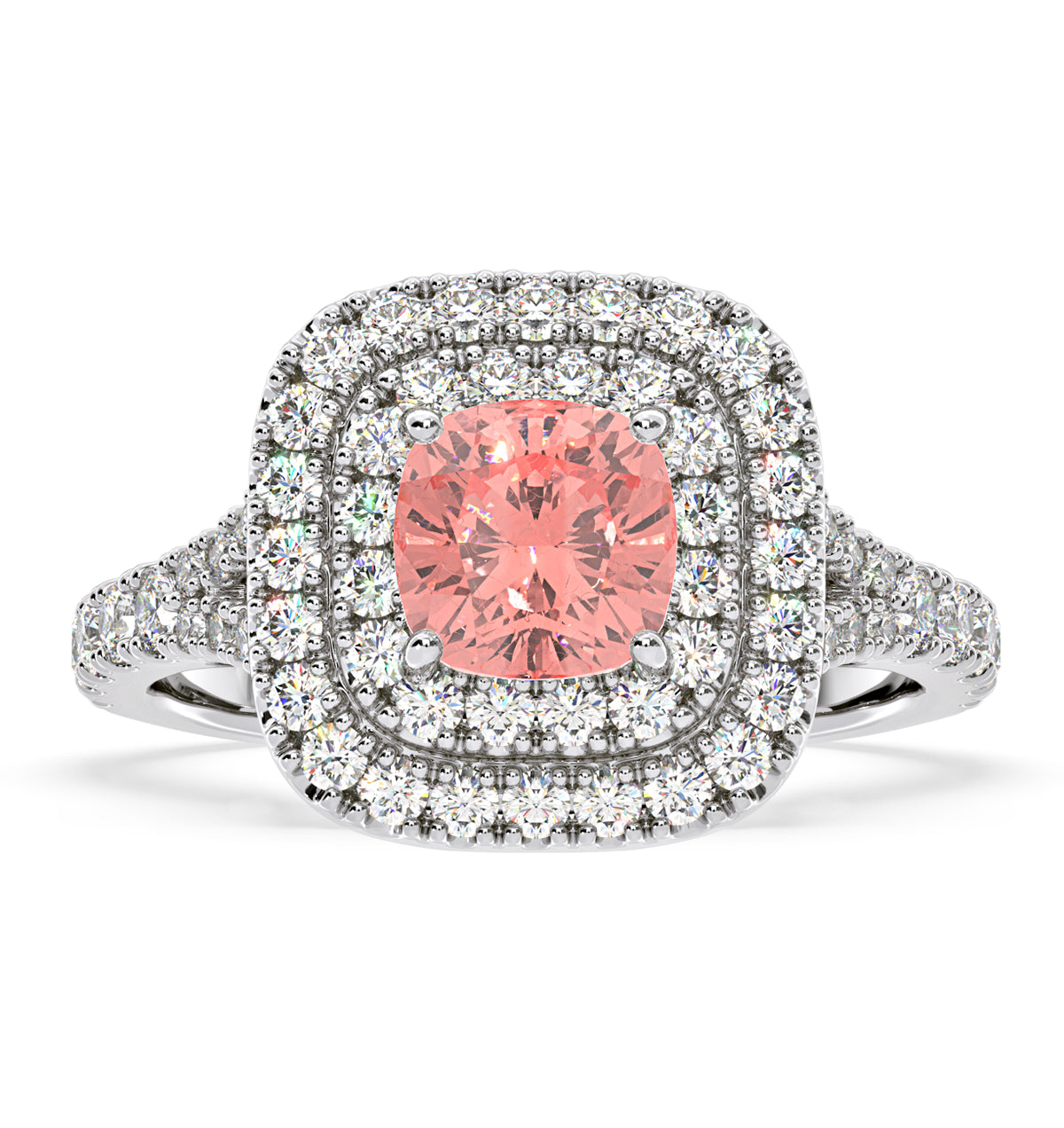 Anastasia Pink Lab Diamond 1.65ct Halo Ring in 18K White Gold - Elara Collection