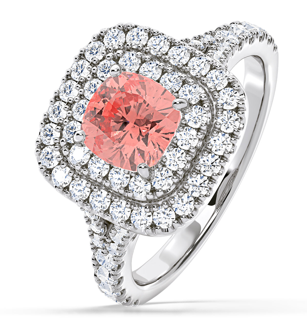 Anastasia Pink Lab Diamond 1.65ct Halo Ring in 18K White Gold - Elara Collection